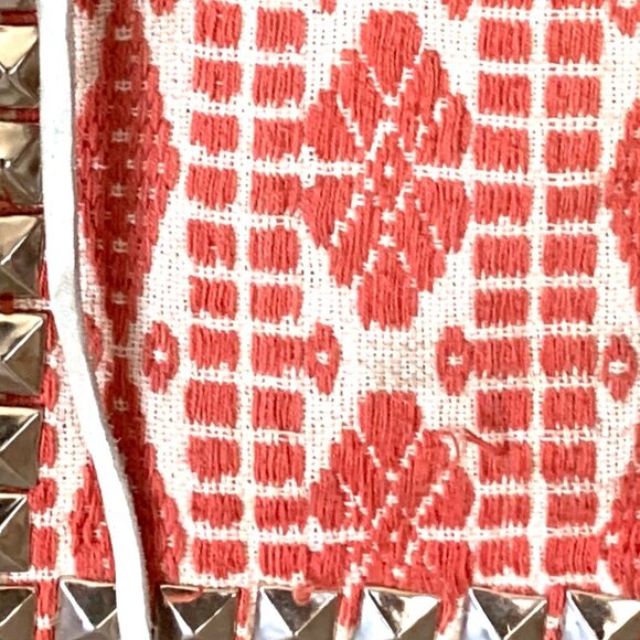 Free People Boho Leather & Suede Studded Tassel Tote – Turquoise & Rust Embroide - Picture 8 of 10